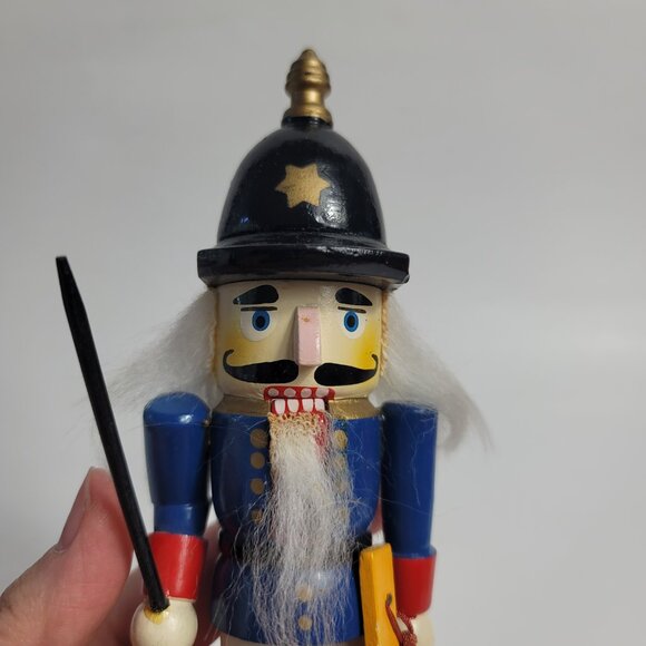 Vintage Santa's Workbench Nutcracker Baron Blue Uniform Black Hat with Star - Picture 5 of 13